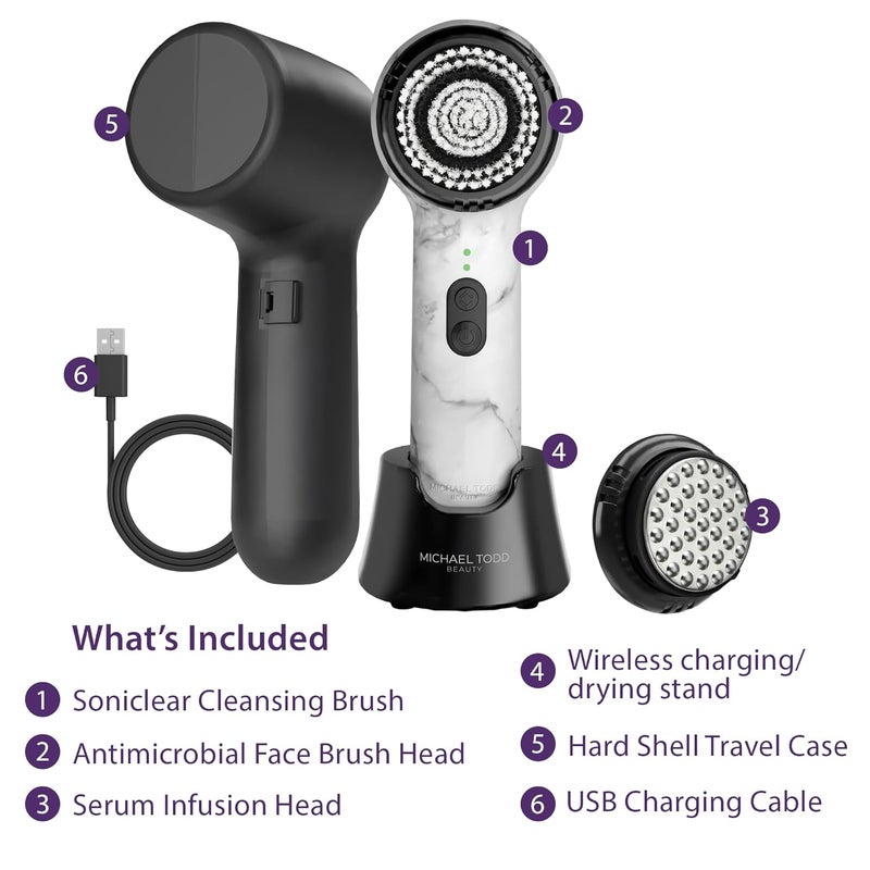 Michael Todd Beauty Soniclear Allure 2024 Best of Beauty Winner Facial Cleansing + Exfoliation Brush System with Antimicrobial Protected Bristles, 4 speeds, Serum Infusion Head + Travel Case - Image 5